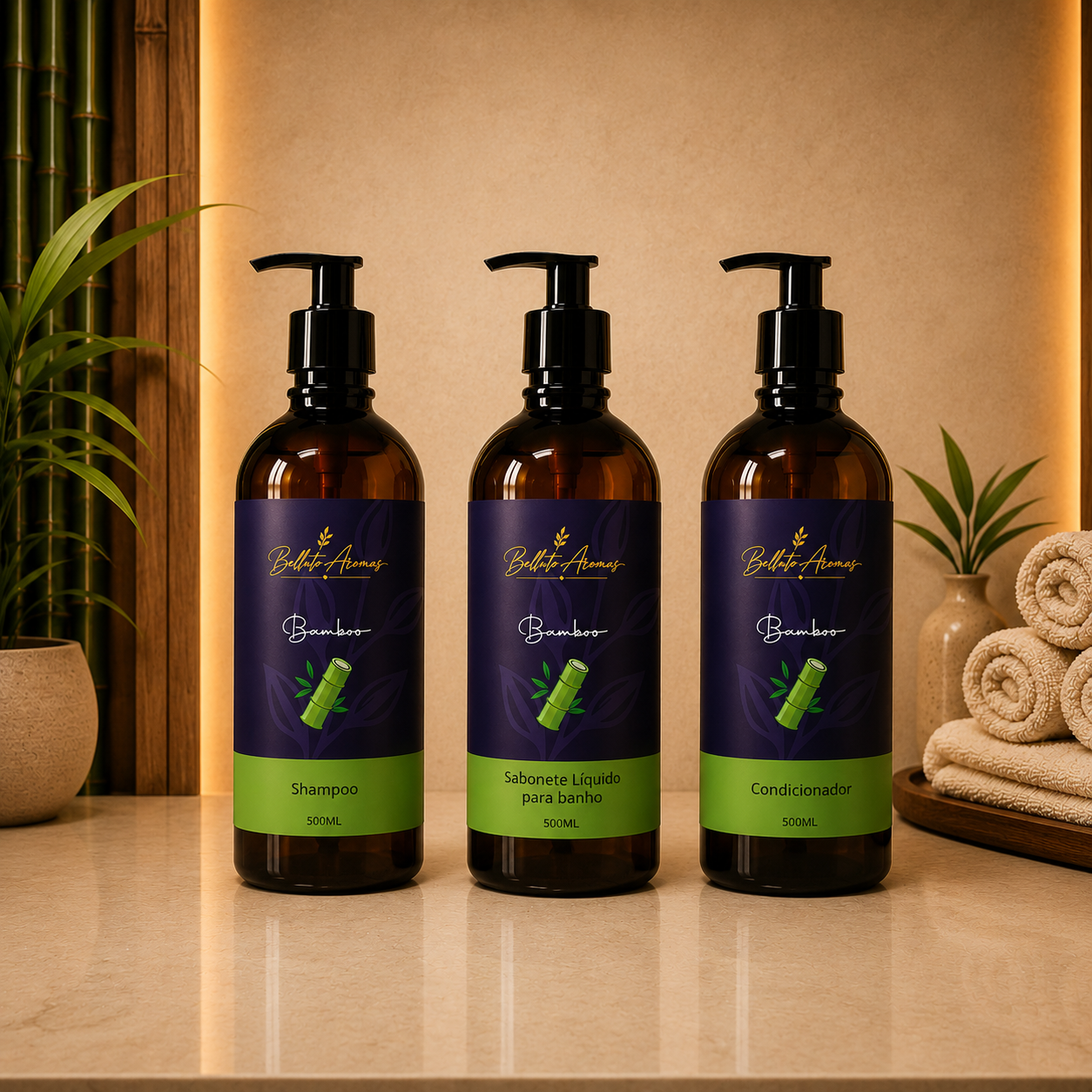Kit Belluto Aromas Bamboo – Linha Completa de Cuidado e Bem-Estar